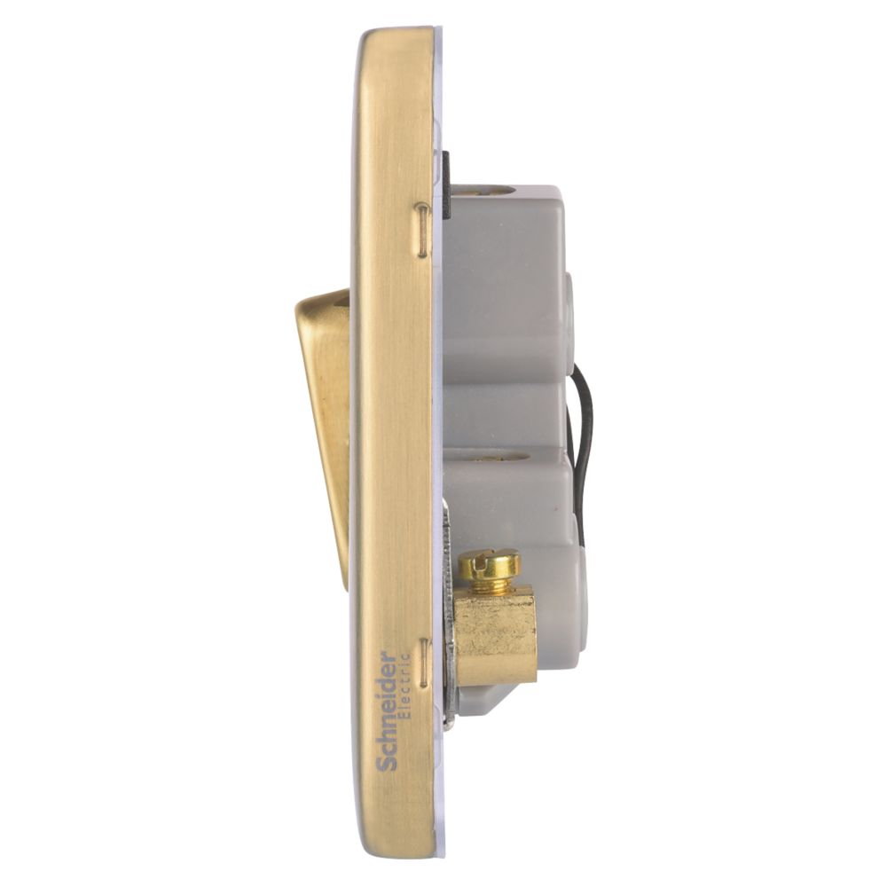 Schneider Electric Lisse Deco 50A 1-Gang DP Cooker Switch Satin Brass with LED with Black Inserts