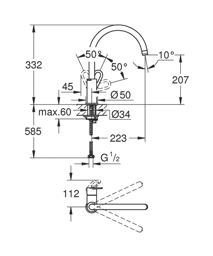 Grohe Start Loop Mono Mixer Kitchen Tap Chrome