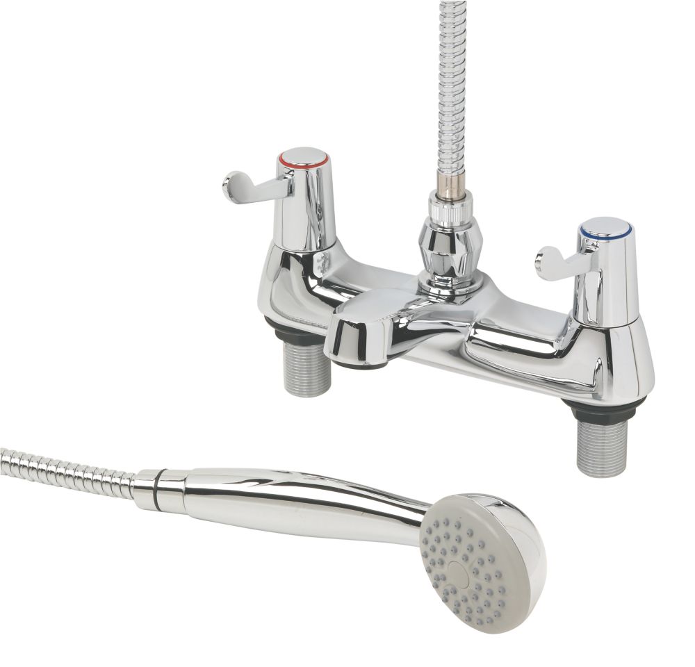 H C Turn Dual Commercial Lever Bath Shower Mixer Bathroom Tap Chrome Bath Taps Screwfix Com