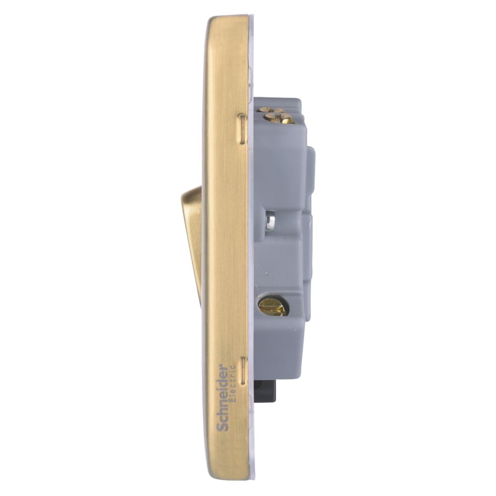 Schneider Electric Lisse Deco 13A Switched Fused Spur Satin Brass with Black Inserts