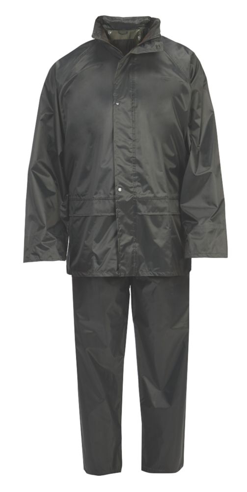 Hooded 2-Piece Rain Suit Green X Large 56