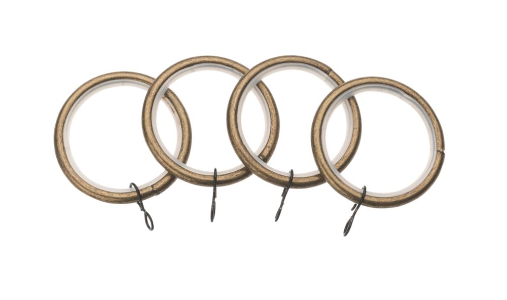 Universal Metal 28mm Curtain Rings Brass 4 Pack Curtain Fittings