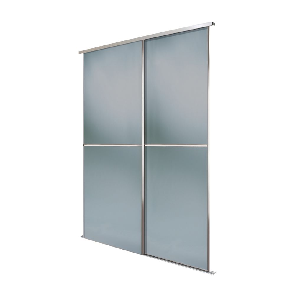 Spacepro Minimalist 2 Door Sliding Wardrobe Door Kit Grey Tinted