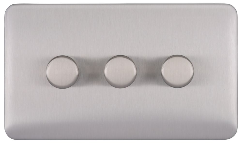 Schneider Electric Lisse Deco 3-Gang 2-Way Dimmer Brushed Stainless Steel