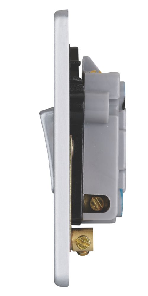 Schneider Electric Ultimate Low Profile 13A Switched Fused Spur with Neon Brushed Chrome with Black Inserts