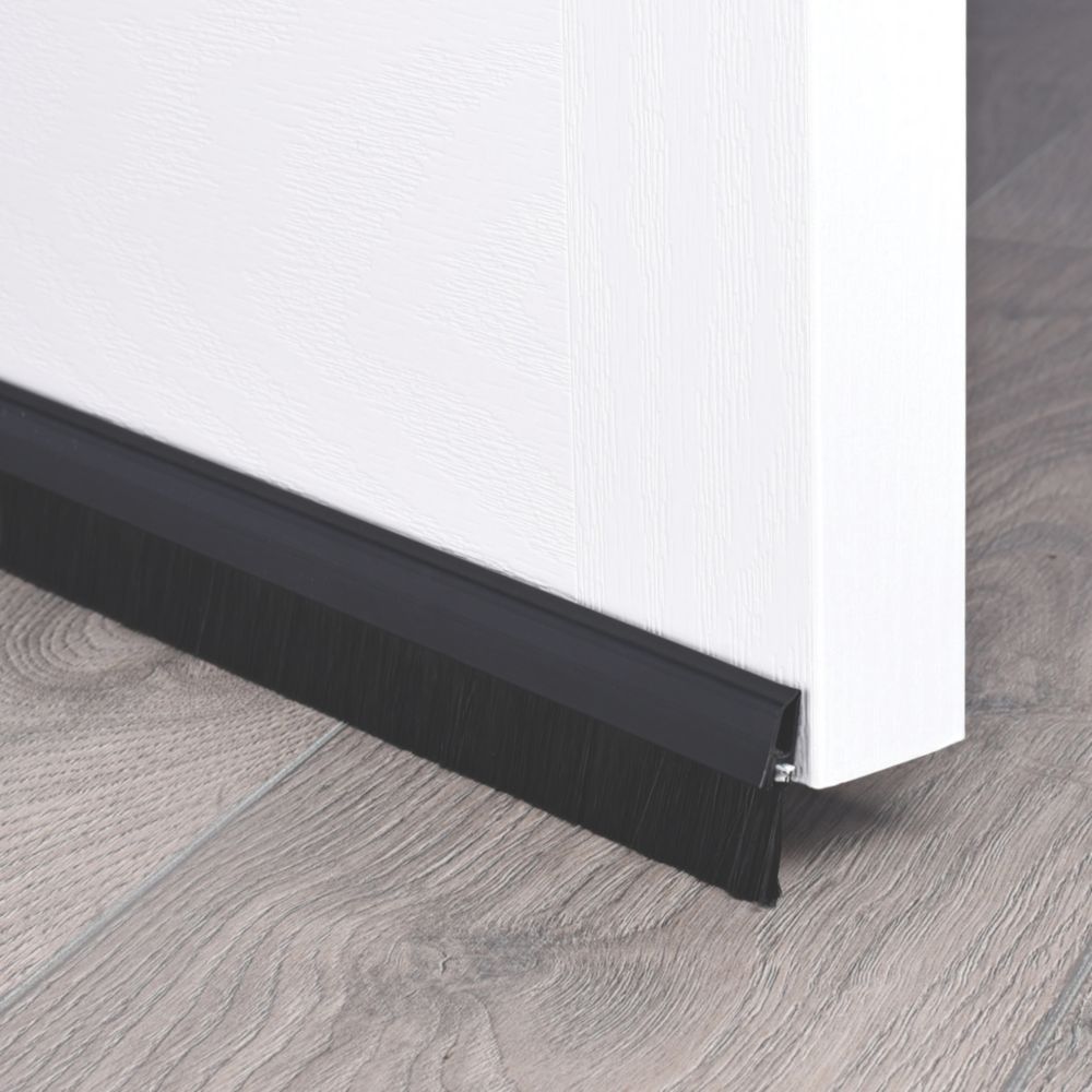Stormguard Bottom Door Brush Draught Excluder Black 1m Seals Draught Excluders Screwfix Com