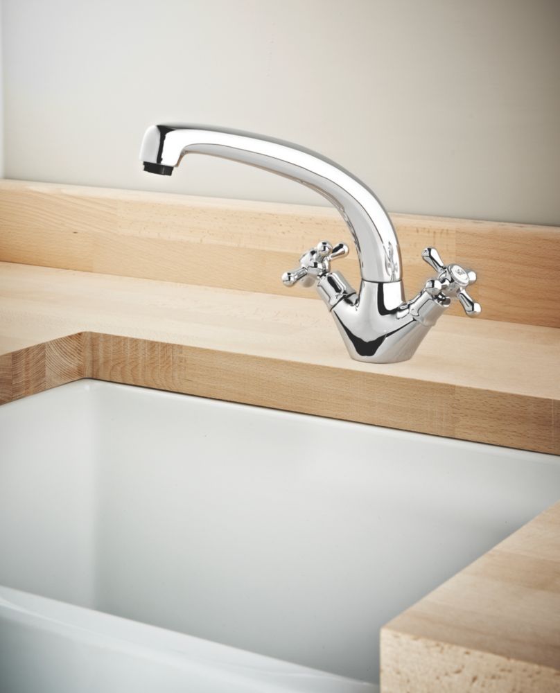 Swirl Traditional Sink Mounted Mono Mixer Kitchen Tap Chrome