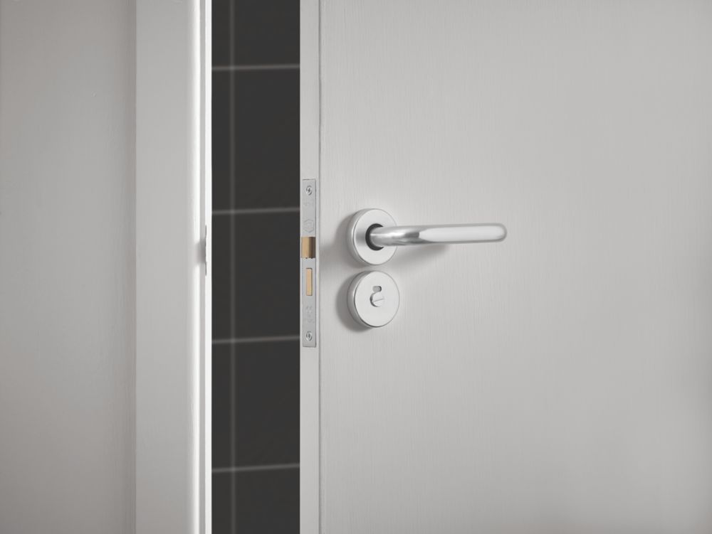 Smith & Locke Excell Fire Rated Excell Lever on Rose Door Handle Pair Satin Aluminium