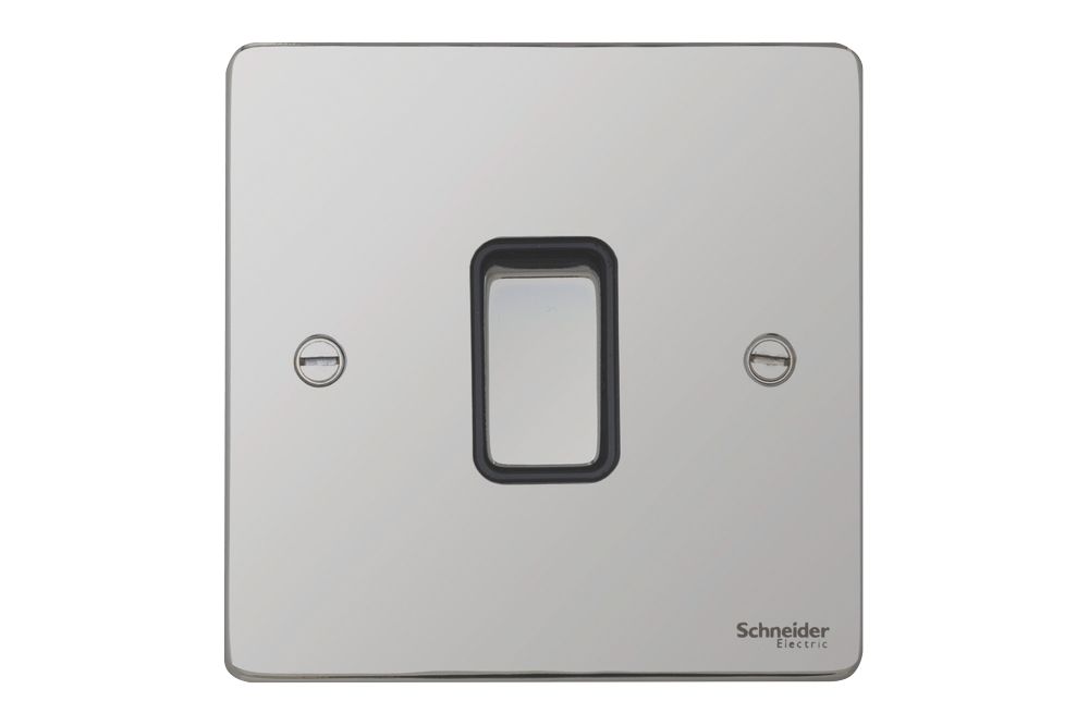 Schneider Electric Ultimate Low Profile 16AX 1-Gang Intermediate Switch Polished Chrome with Black Inserts