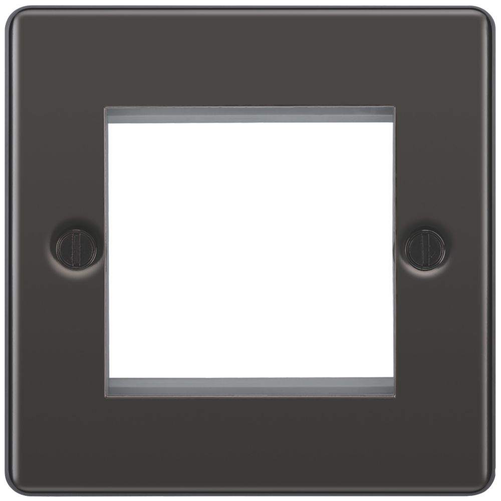 LAP 1-Gang Front Plate with Double Module Aperture + Earth Black Nickel