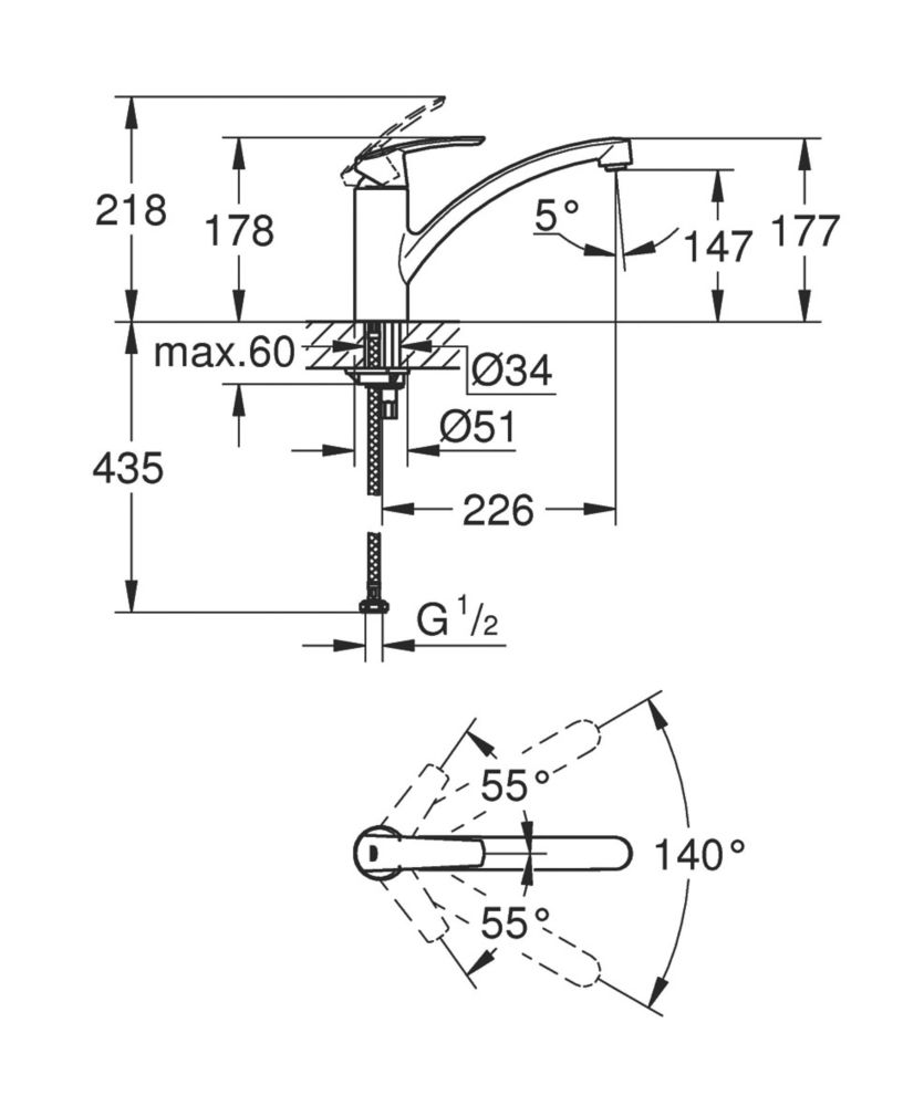 Grohe Start Mono Mixer Kitchen Tap Chrome