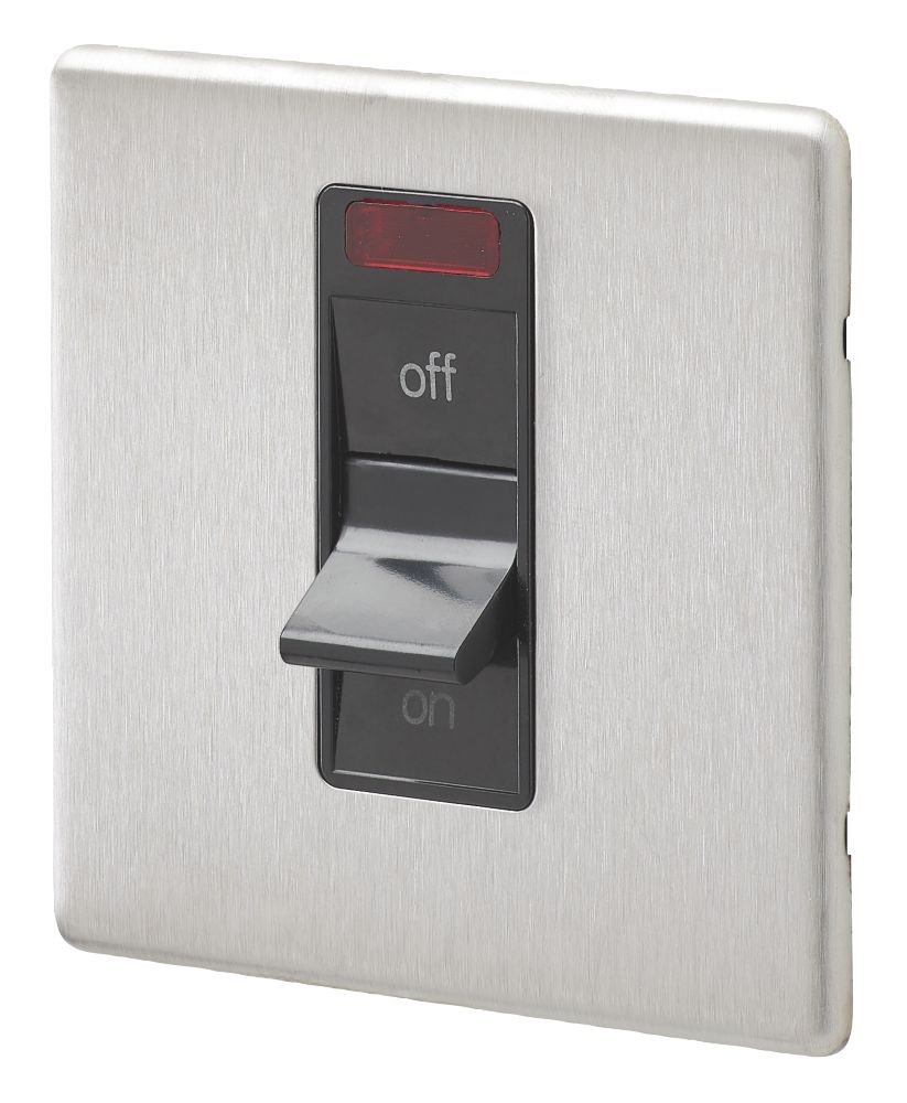 MK Aspect 32A 1-Gang DP Control Switch Brushed Stainless Steel with Neon with Black Inserts Reviews