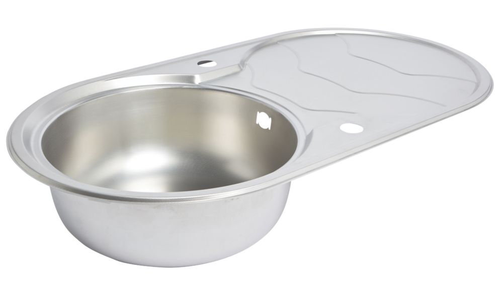 Round Kitchen Sink Drainer Stainless Steel 1 Bowl 900 X 480mm