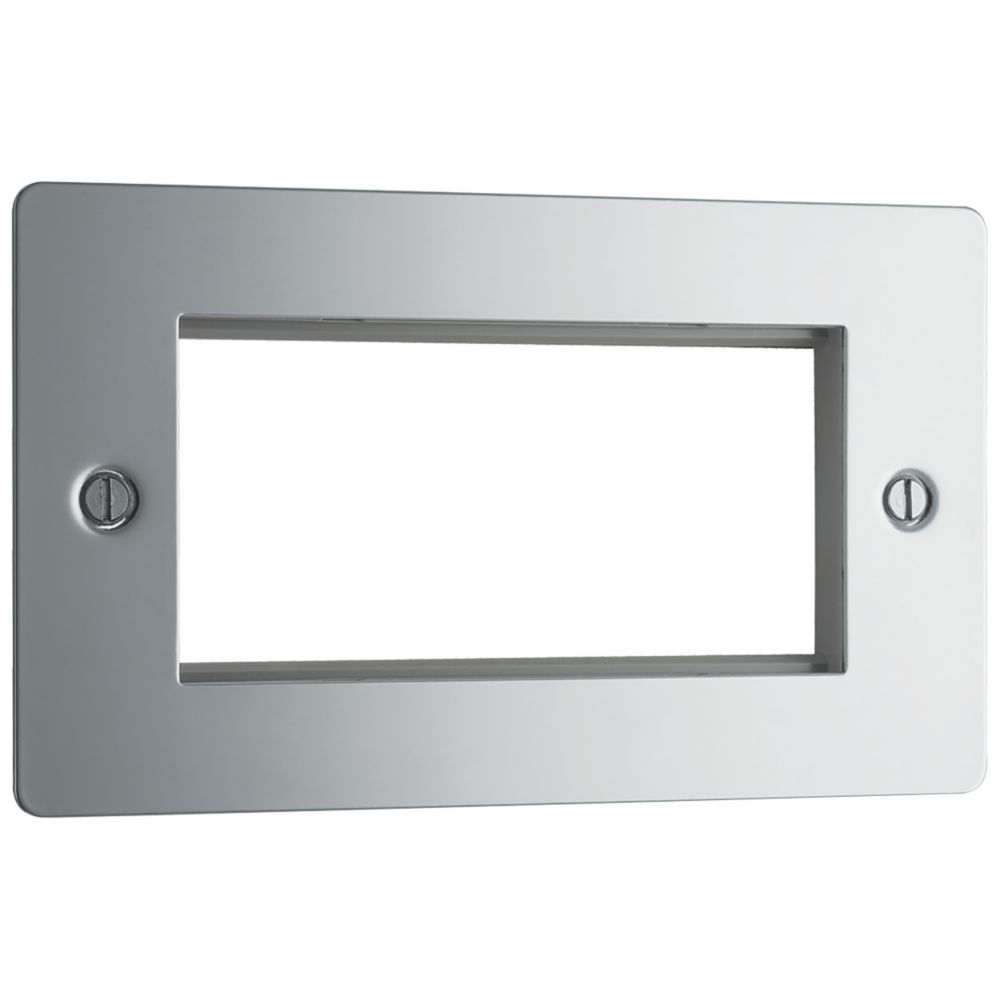 LAP 2-Gang Front Plate with 4 Module Aperture + Earth Polished Chrome