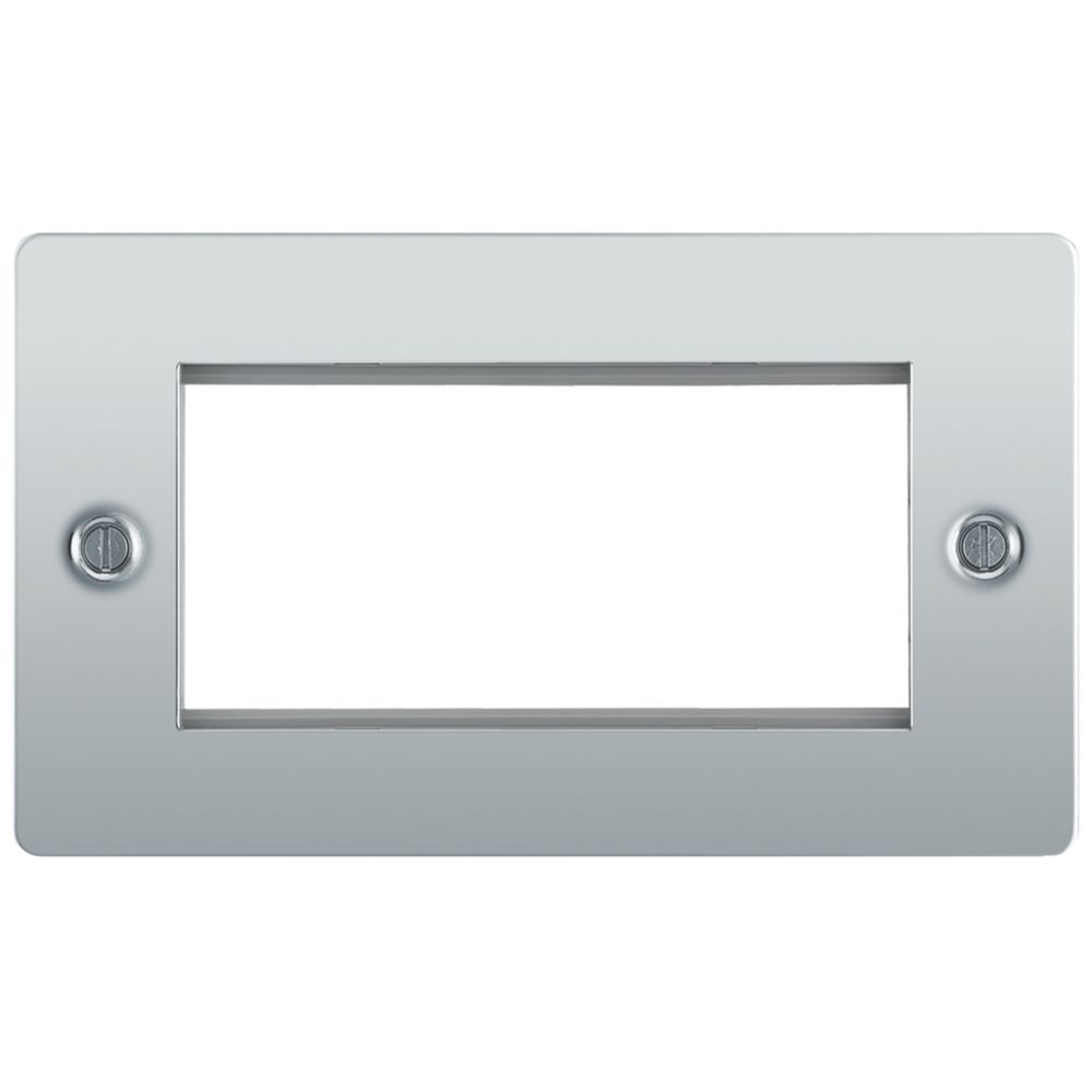 LAP 2-Gang Front Plate with 4 Module Aperture + Earth Polished Chrome