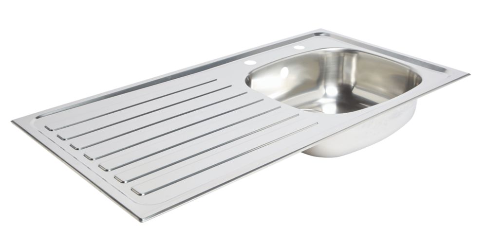 Kitchen Sink Left Hand Drainer Stainless Steel 1 Bowl 940 X 490mm