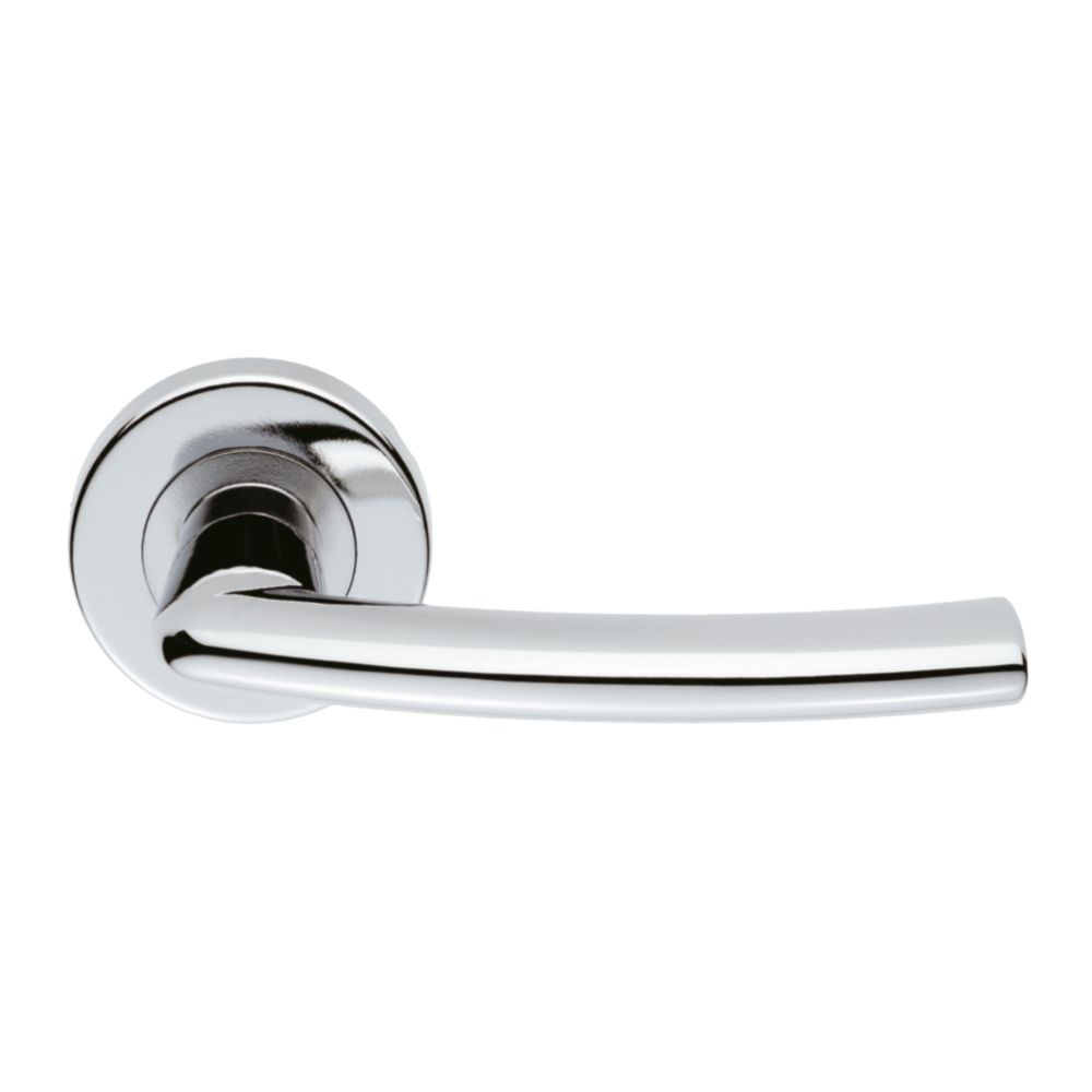 Smith Locke Dos Fire Rated Contemporary Lever On Rose Door Handles Pair Polished Chrome Lever On Rose Handles Screwfix Com