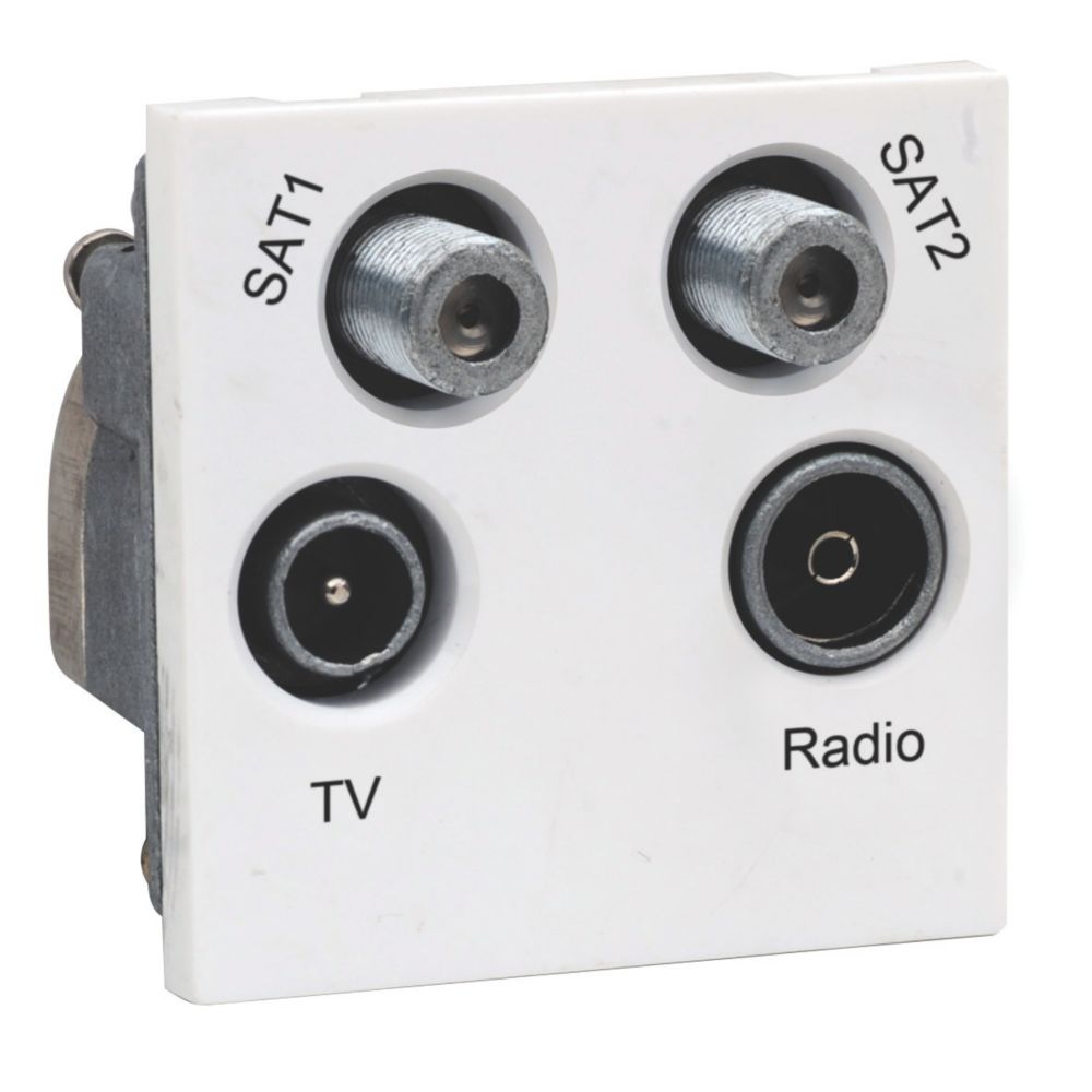 LAP TV, FM & 2 Satellite Quadruplex Grid Module White