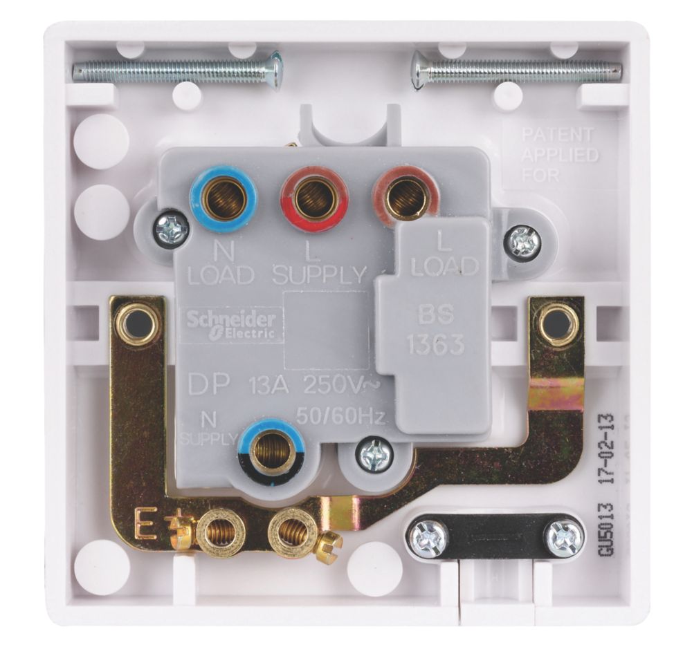 Schneider Electric Ultimate Slimline 13A Switched Fused Spur White with Colour-Matched Inserts