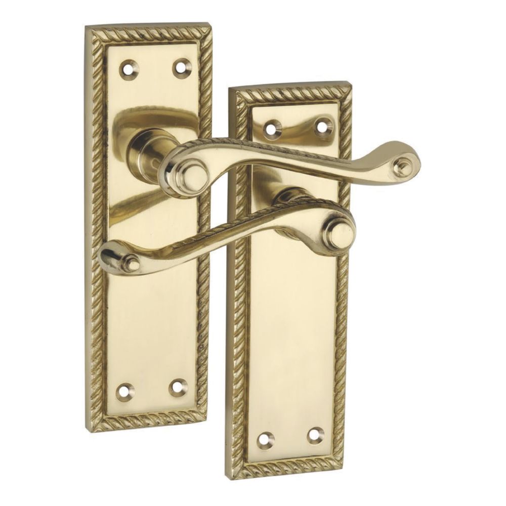 Smith & Locke Long Georgian Latch Door Handles Pair Polished Brass