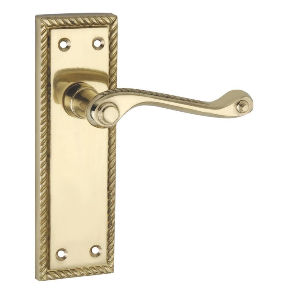 Smith Locke Long Georgian Latch Door Handles Pair Polished Brass