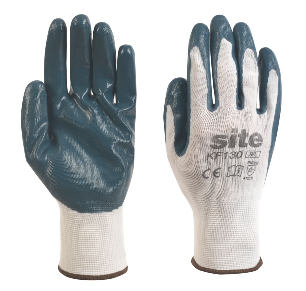 Site KF130 Nitrile Coated Gloves White / Blue Medium Reviews