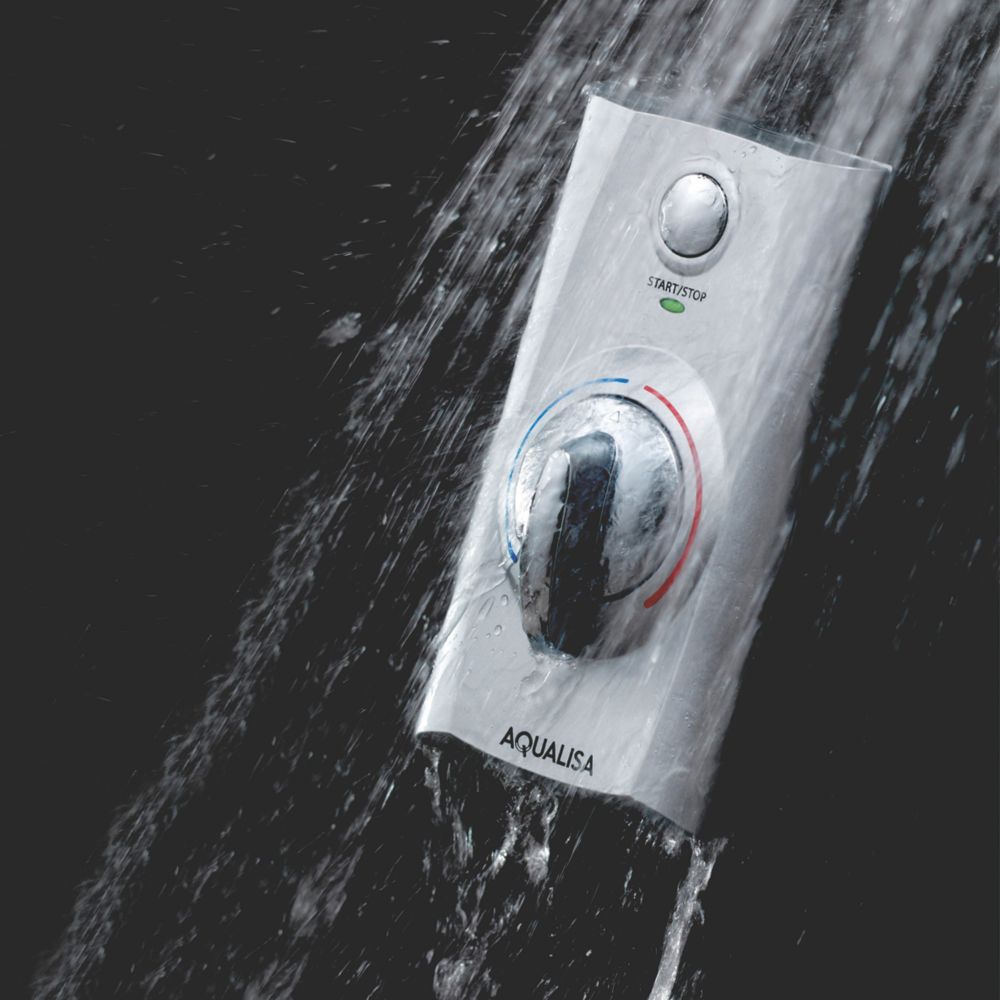 Aqualisa Visage Gravity-Pumped Ceiling-Fed Satin Chrome Thermostatic Digital Shower