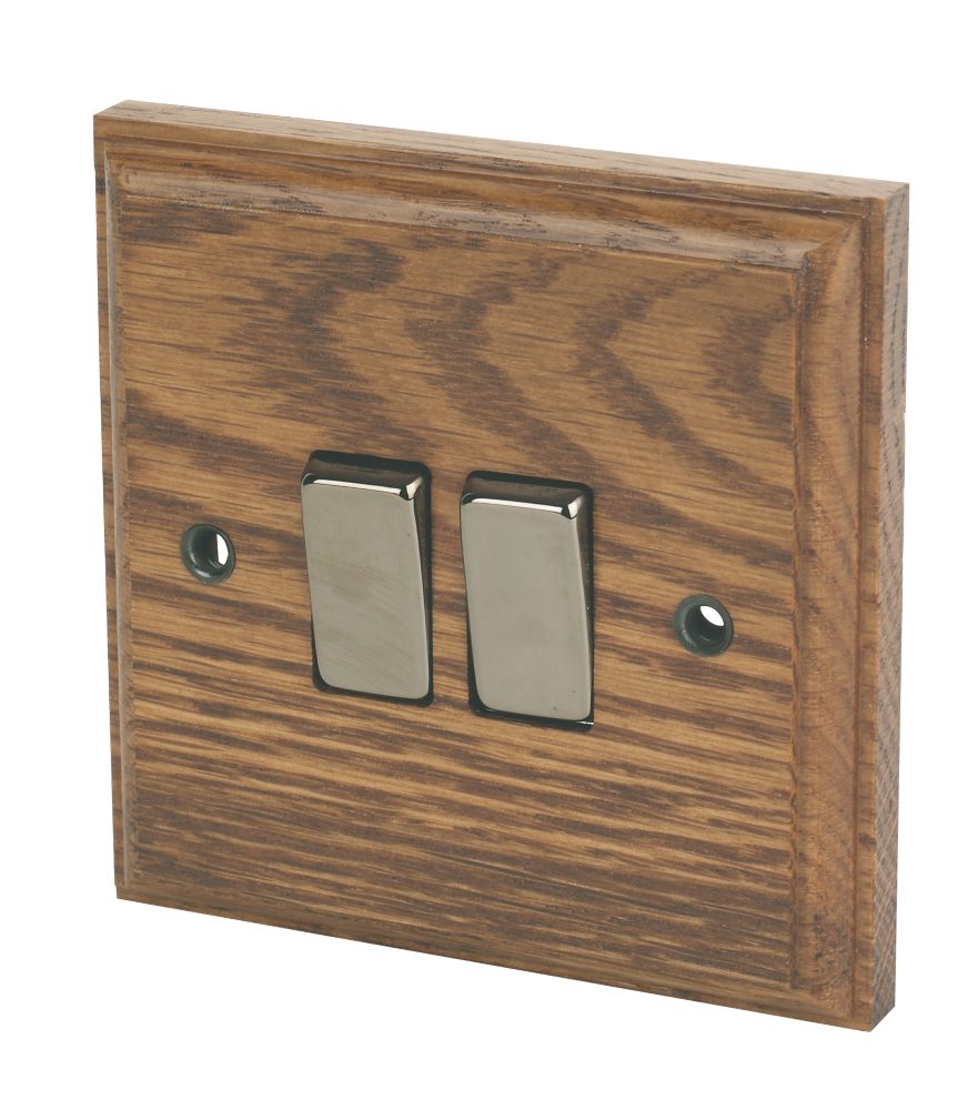 Varilight 10AX 2-Gang 2-Way Light Switch Medium Oak Reviews