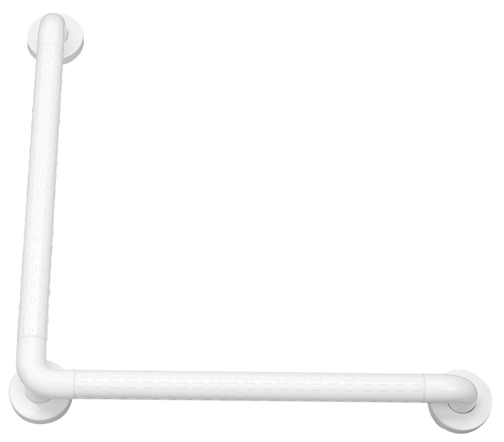 90° Angled Elderly & Disabled Bathroom Grab Bar Anti-Bacterial ABS White 450 x 450mm Reviews