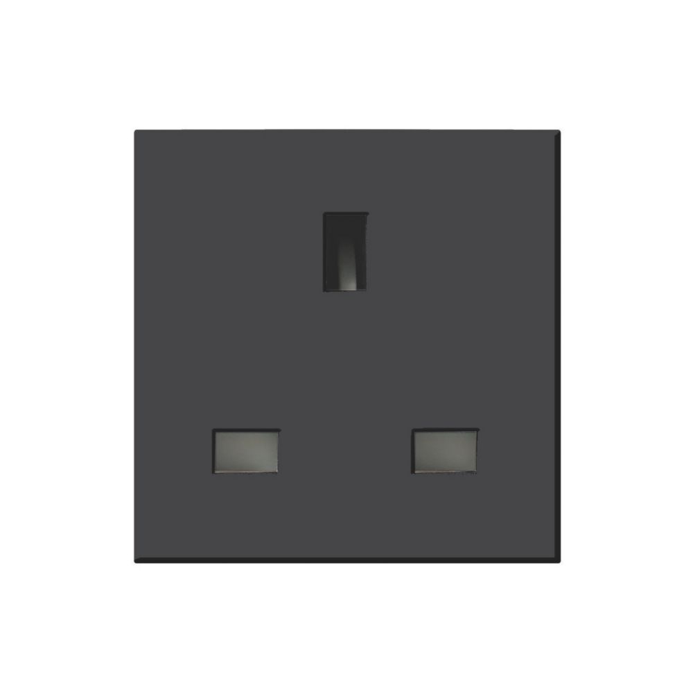 LAP 13A 1-Gang Unswitched Grid Module Black