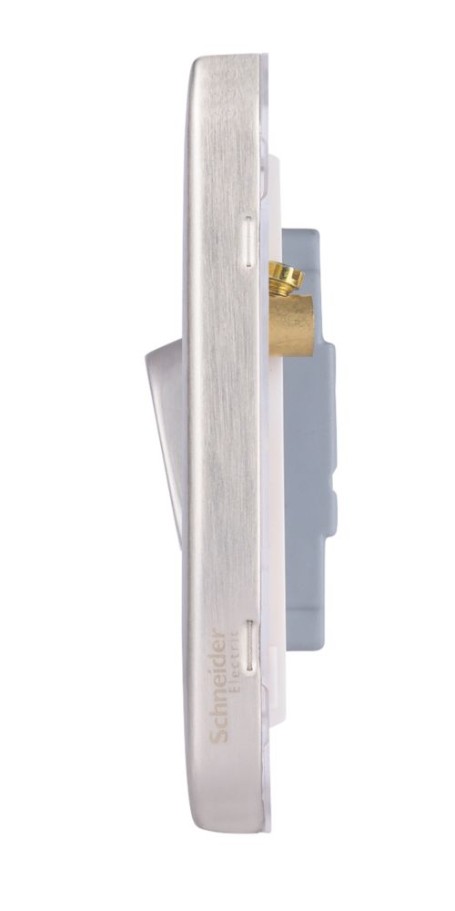 Schneider Electric Lisse Deco 10AX 2-Gang 2-Way Light Switch Brushed Stainless Steel with White Inserts