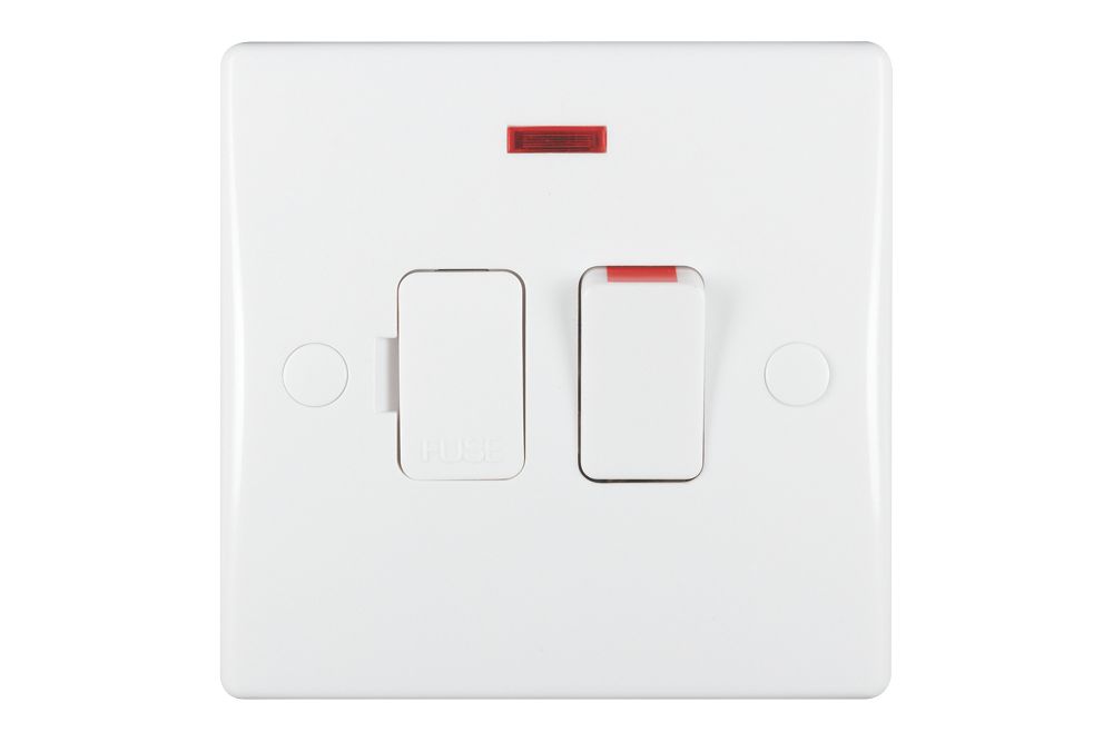 Schneider Electric Ultimate Slimline 13A Switched Fused Spur with Neon White with Colour-Matched Inserts