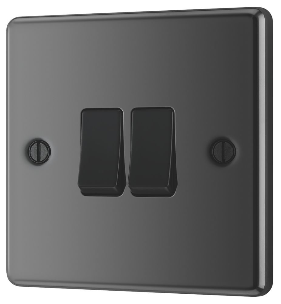 LAP 10AX 2-Gang 2-Way Light Switch Black Nickel with Colour-Matched Inserts Reviews