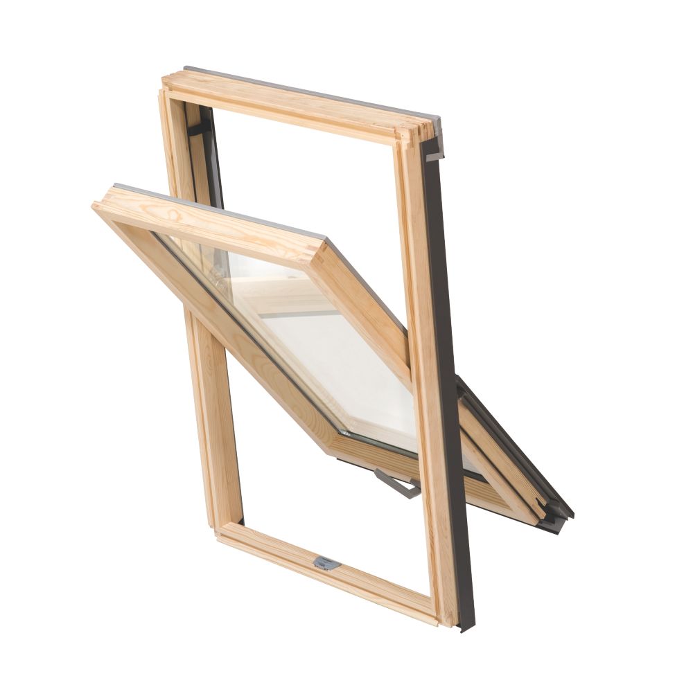 Tyrem C2A Manual Centre-Pivot Lacquered Natural Pine Roof Window Clear 550 x 780mm