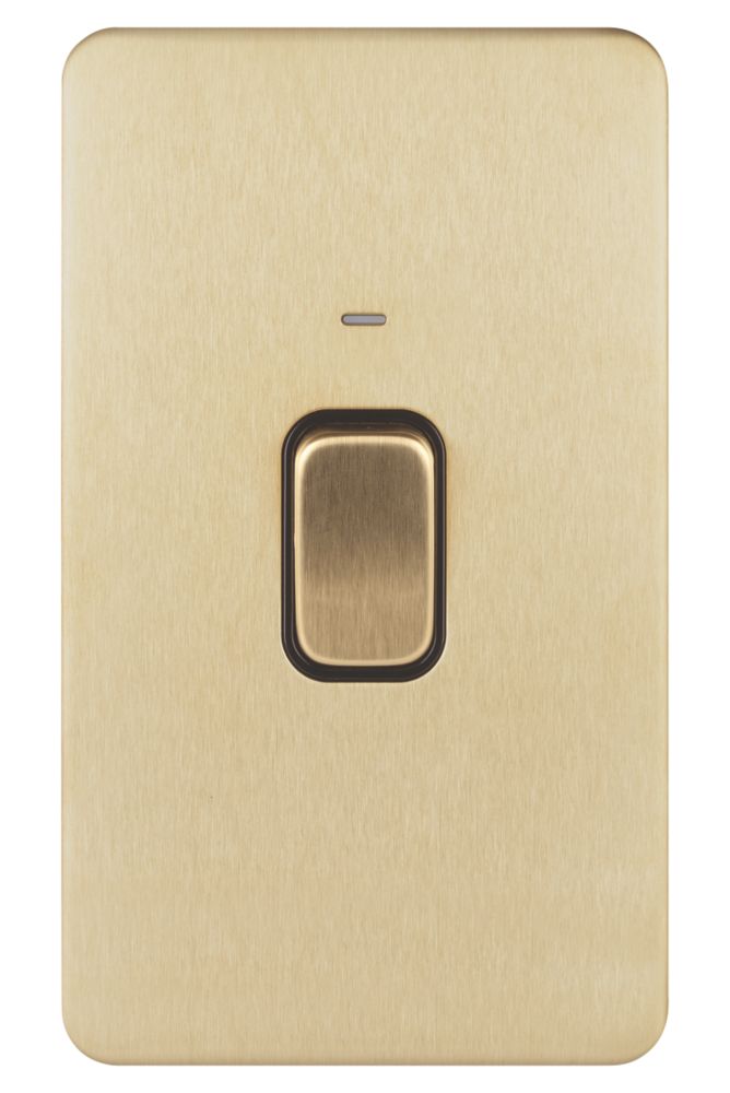 Schneider Electric Lisse Deco 50A 2-Gang DP Cooker Switch Satin Brass with LED with Black Inserts