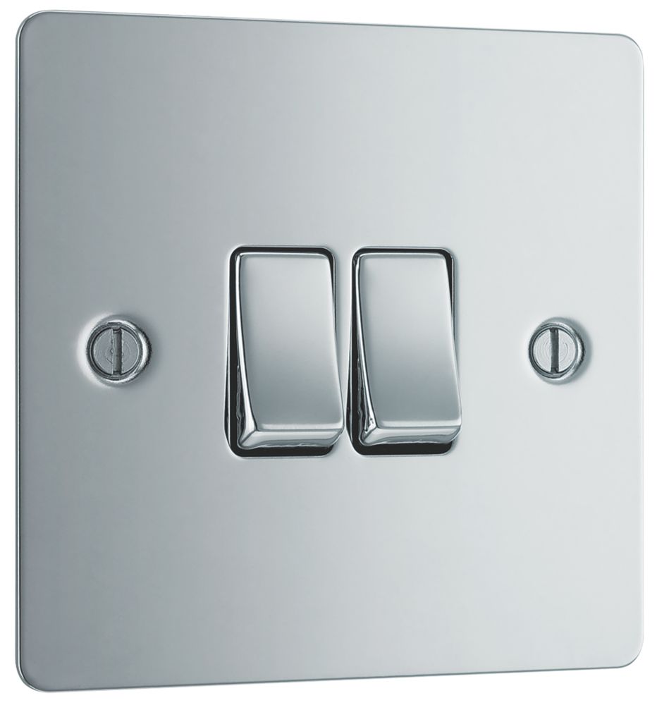 LAP 10AX 2-Gang 2-Way Light Switch Polished Chrome