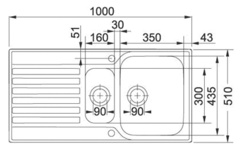 Franke Ascona Inset Sink Stainless Steel 1.5 Bowl 1000 x 510mm