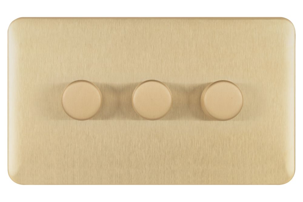 Schneider Electric Lisse Deco 3-Gang 2-Way Dimmer Switch Satin Brass