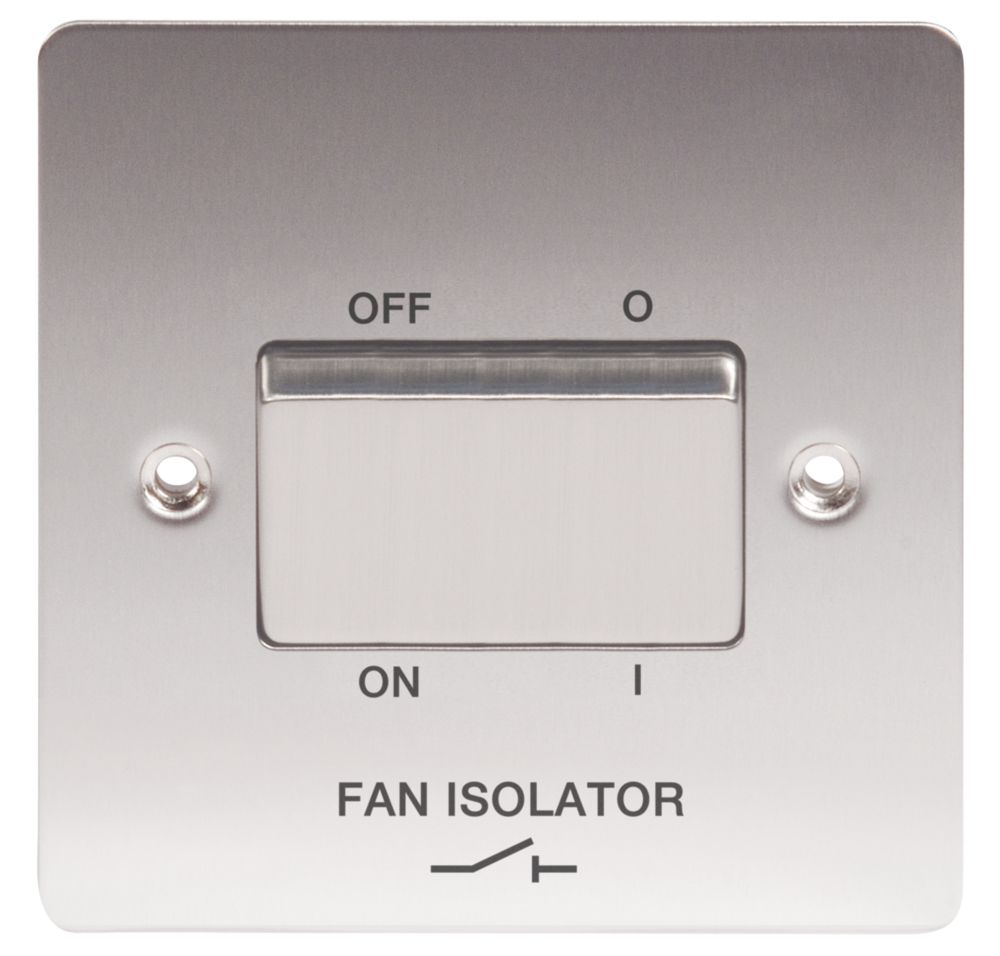 LAP 10A 1-Gang 3-Pole Fan Isolator Switch Brushed Stainless Steel with Colour-Matched Inserts