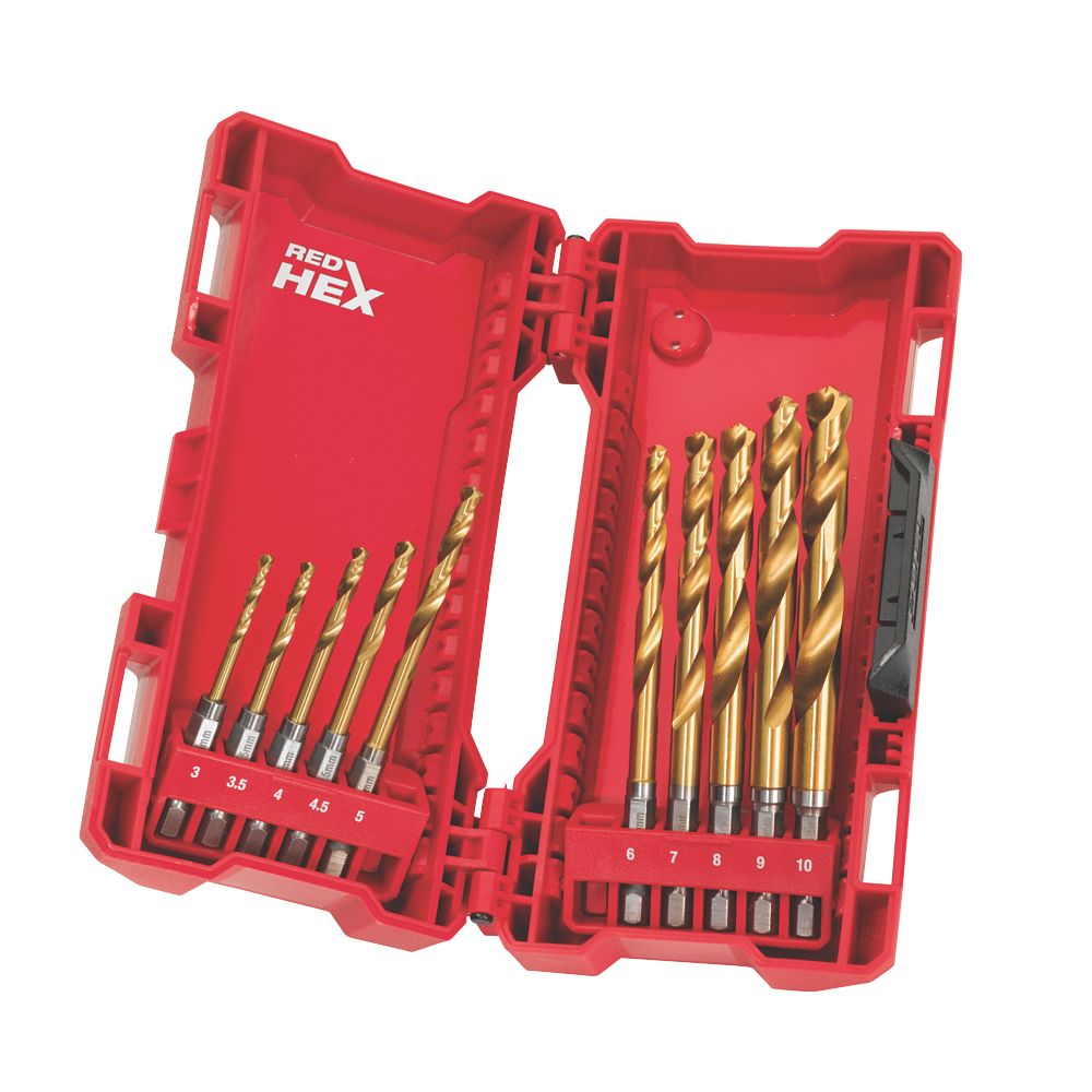 Milwaukee Hex Shank RedHex HSS Metal Drill Bit Set 10 Piece Set Reviews