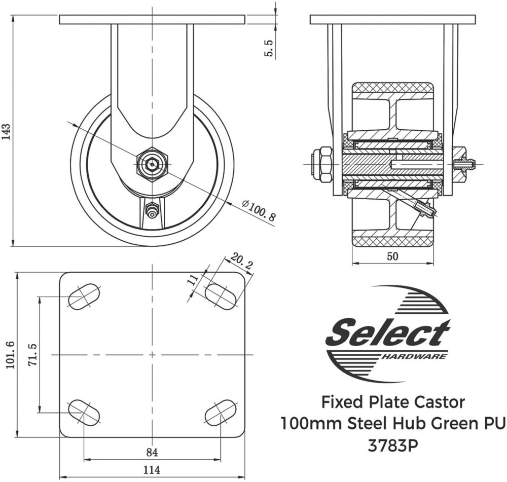 Select Fixed Castor 100mm