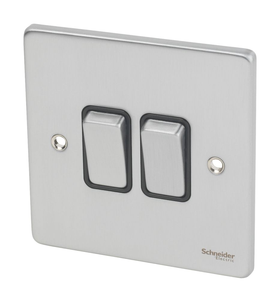 Schneider Electric Ultimate Low Profile 16AX 2-Gang 2-Way Light Switch Brushed Chrome with Black Inserts Reviews