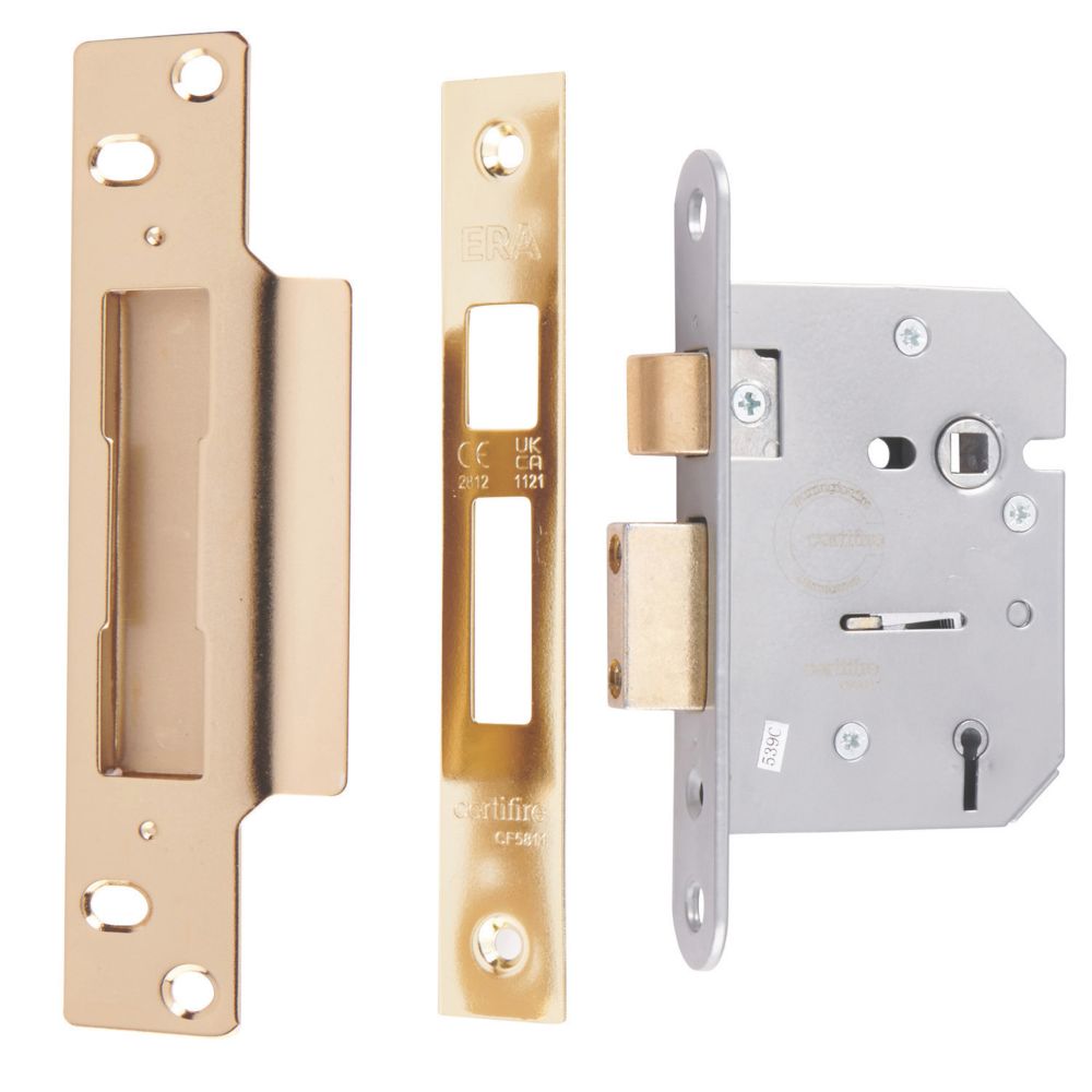 ERA 5 Lever Brass 5-Lever Mortice Sashlock 76mm Case - 56mm Backset