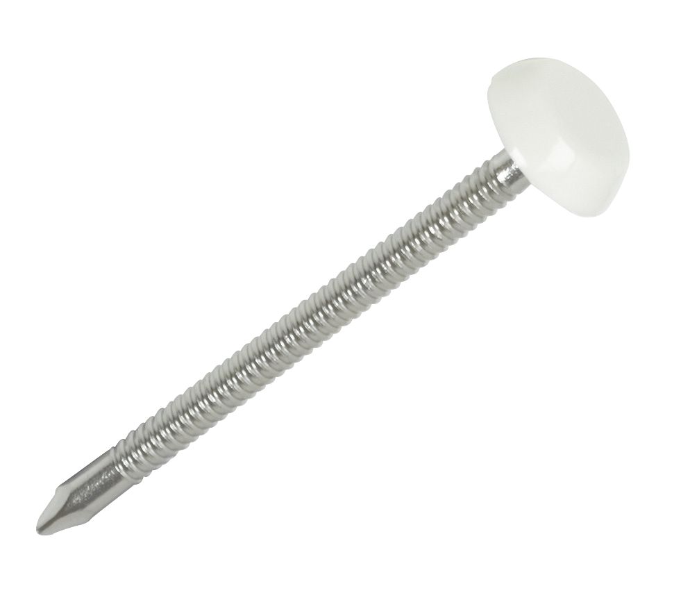 uPVC Nails White Head A4 Stainless Steel Shank 3 x 50mm 100 Pack Reviews