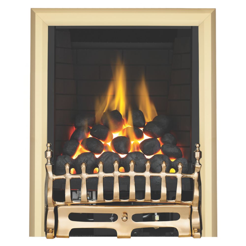 Focal Point Blenheim Brass Rotary Control Inset Gas Full Depth Fire