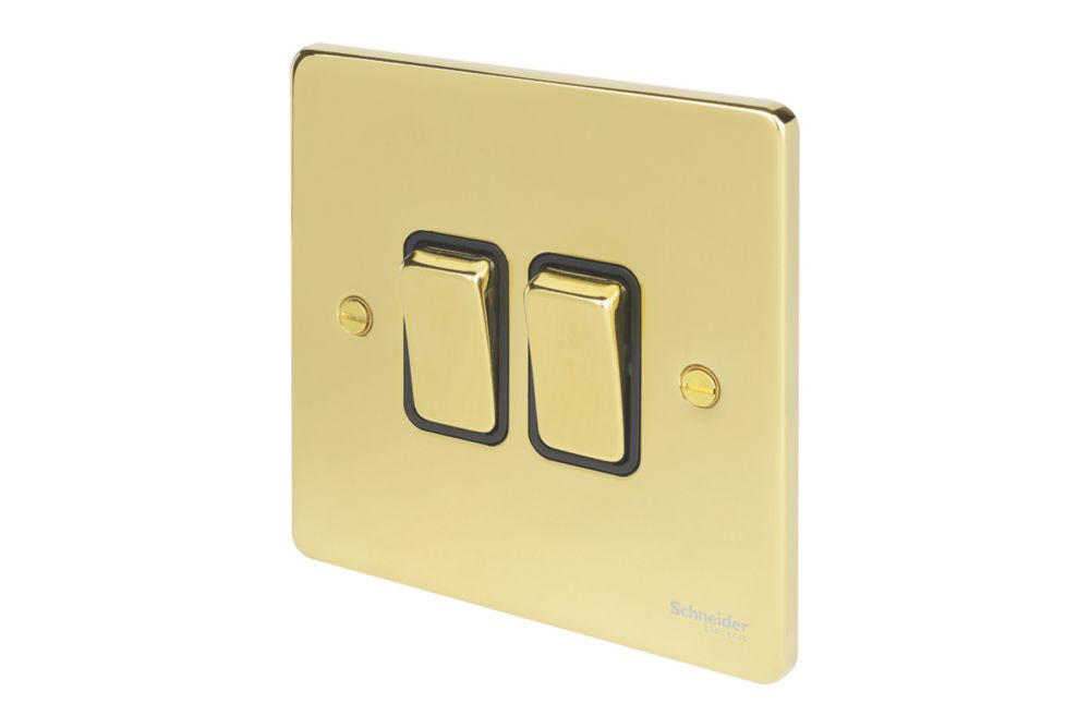 Schneider Electric Ultimate Low Profile 16AX 2-Gang 2-Way Light Switch Polished Brass with Black Inserts Reviews