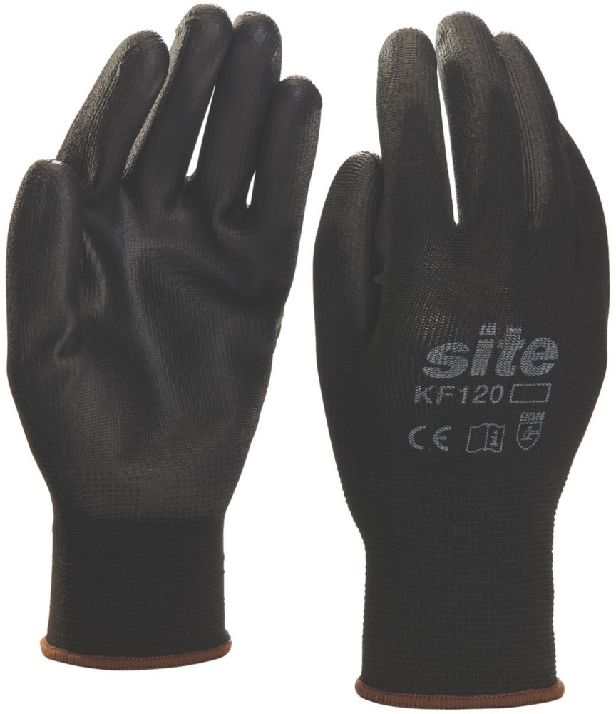 Site KF120 PU Palm Dip Gloves Black Medium Reviews