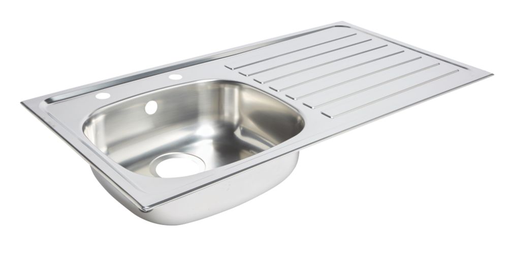 Kitchen Sink & Right-Hand Drainer Stainless Steel 1 Bowl 940 x 490mm Reviews