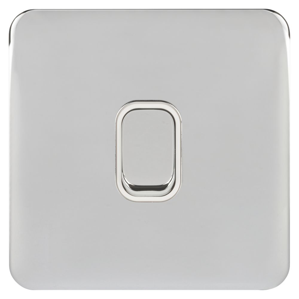 Schneider Electric Lisse Deco 10A 1-Gang 2-Way Retractive Switch Polished Chrome with White Inserts