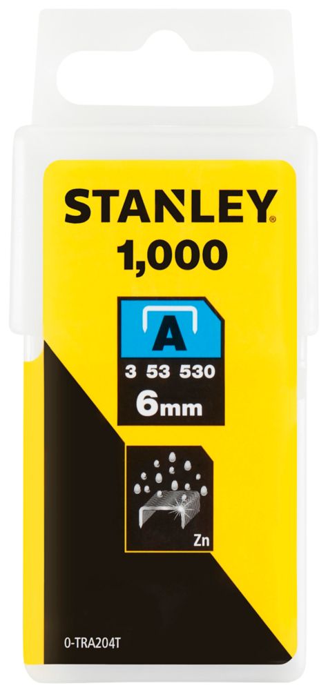 Stanley Light Duty Staples Bright 6 x 10mm 1000 Pack